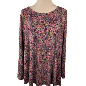 Est. 1946 Tunic Top Knit Fall Colors Floral Size 18/20 Long Sleeve Rust Pink